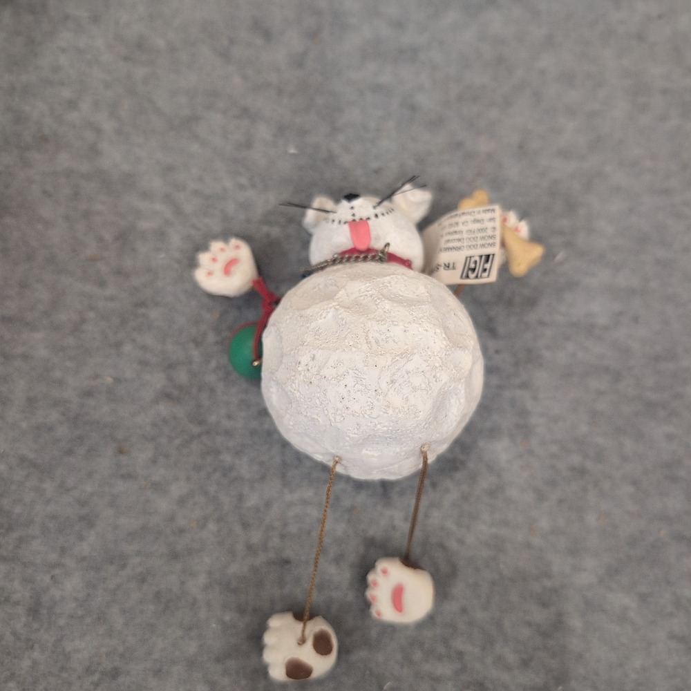 FIGI Graphics Snow Dog Christmas Ornament 2000 TR-SFK-51 White Dog Bone Boxed - Picture 2 of 5